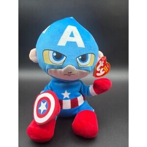 Ty Beanie Babies Captain America Plush Marvel 7” Avengers Superhero